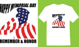 Happy Memorial Day Remember and Honor T-shirt vector