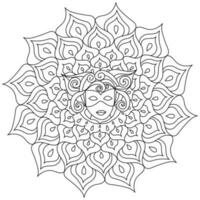 Mardi Gras mandala coloring page for holiday creativity, Masquerade ornate mask vector