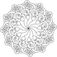 Mandala outline abstract with swirls, meditative coloring page for creativity for kids and adults vector