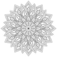 Mandala abstract with triangular petals and dots, meditative coloring page for creativity for adults and kids vector