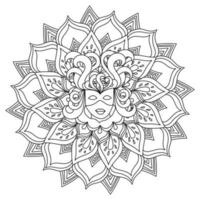 Mardi Gras mandala coloring page for holiday creativity, Masquerade mask with swirls vector