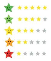 Linear icon. Customer Review Rating. Happy smiley. Quality line. Flat design. Star rating icon set. Social media. vector