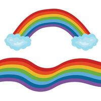 Rainbow and rainbow pattern with clouds. Vector design.