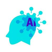 artificial intelligent human brain blue icon vector illustration