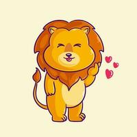 Cute lion standing giving love vector