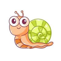 Cute snail is walking and smiling vector