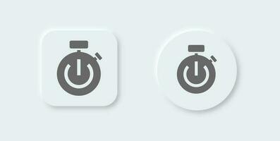 Stopwatch solid icon in neomorphic design style. Timer signs vector illustration.