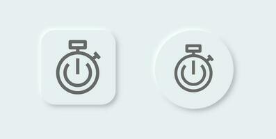 Stopwatch line icon in neomorphic design style. Timer signs vector illustration.