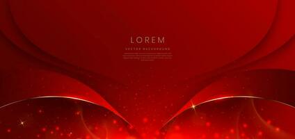 Abstract curved red shape on red background with lighting effect and copy space for text. Luxury design style. vector