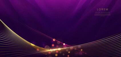 Abstract background luxury dark purple elegant geometric diagonal with gold lighting effect and sparkling with copy space for text. Template premium award design. vector