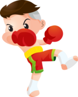 Cute Thai boxing kids fighting actions png