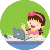 zurück zu Schule, glücklich Schüler Kinder Lernen Computer lesen Bücher Konzept png