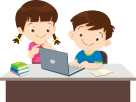 Back to school, happy Pupils children learning computer reading books concept png