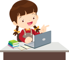 Back to school, happy Pupils children learning computer reading books concept png