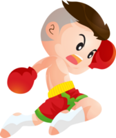 Cute Thai boxing kids fighting actions png