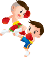 Cute Thai boxing kids fighting actions png