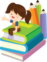 Back to school, happy Pupils children learning computer reading books concept png