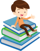 Back to school, happy Pupils children learning computer reading books concept png