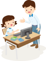 Back to school, happy Pupils children learning computer reading books concept png