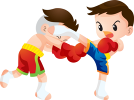 Cute Thai boxing kids fighting actions png