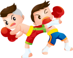 Cute Thai boxing kids fighting actions png