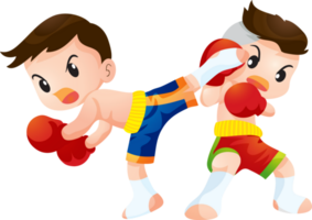 Cute Thai boxing kids fighting actions png