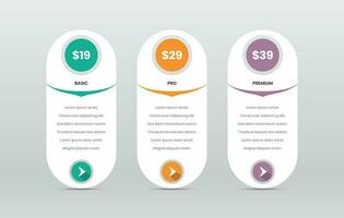 Simple subscription pricing comparison table template design vector