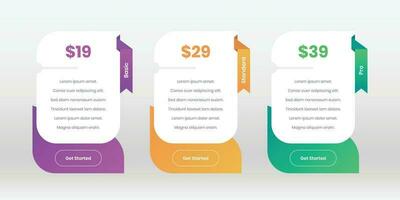 Modern pricing comparison list layout for web interface vector