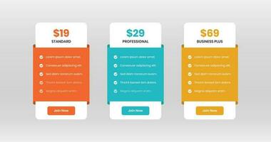 Minimalistic abstract pricing comparison list template design vector