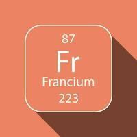 Francium symbol with long shadow design. Chemical element of the periodic table. Vector illustration.