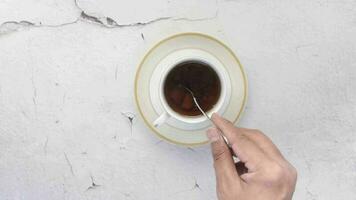 Green tea and sugar cube on table with copy space video