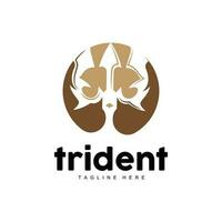 tridente logo, elegante sencillo minimalista diseño, Zeus Dios arma vector, Templete ilustración símbolo icono vector