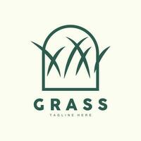 Green Grass Logo Design, Farm Landscape Illustration, Natural Scenery Vector