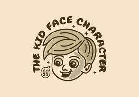personaje de niño cabeza con contento cara vector
