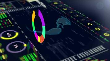 monitor valores mercado intercambio. negocio datos número holograma futurista antecedentes. video