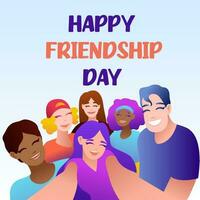 Happy Friendship Day Social Media Post Template Flat Cartoon Background Vector Illustration