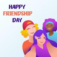 Happy Friendship Day Social Media Post Template Flat Cartoon Background Vector Illustration