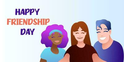 Happy Friendship Day Social Media Post Template Flat Cartoon Background Vector Illustration