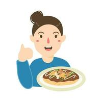 man selling okonomiyaki japanese food vector