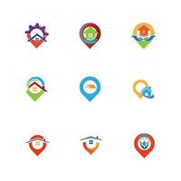 A House location logo, home location, pin house logo vector