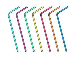 Drinking straws set. Vector colorful pipe tube plastic straw for juice, cocktail isolated.