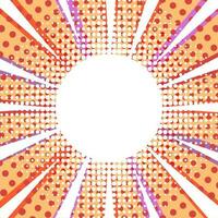 Sunburst dots. Abstract colorful background. Dots and rays. White circle for text. vector