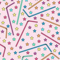 Seamless pattern. Vector illustration of Different Colorful Drinking Straws Background for Celebration.