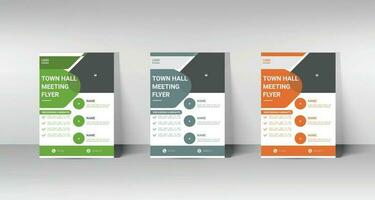 Town Hall Meeting Flyer Design Template. 3 Design In One Template vector