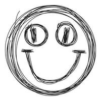 Smiling face emoticon scribble art vector