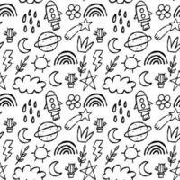 Doodle Nature Weather Seamless Pattern vector