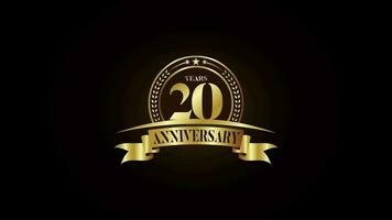 anniversario logo design animazione video filmato. d'oro compleanno celebrazione