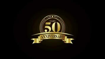 Anniversary logo design animation video footage. Golden birthday celebration
