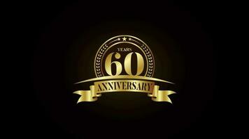 Anniversary logo design animation video footage. Golden birthday celebration