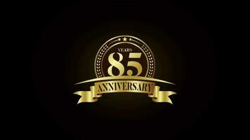 Anniversary logo design animation video footage. Golden birthday celebration